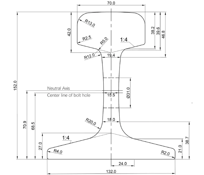 P50 rail technical drawing