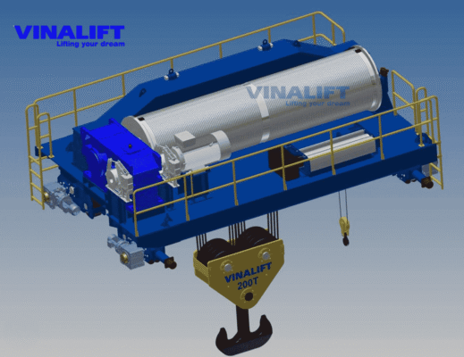 Cụm xe con nâng hạ cổng trục dầm đôi