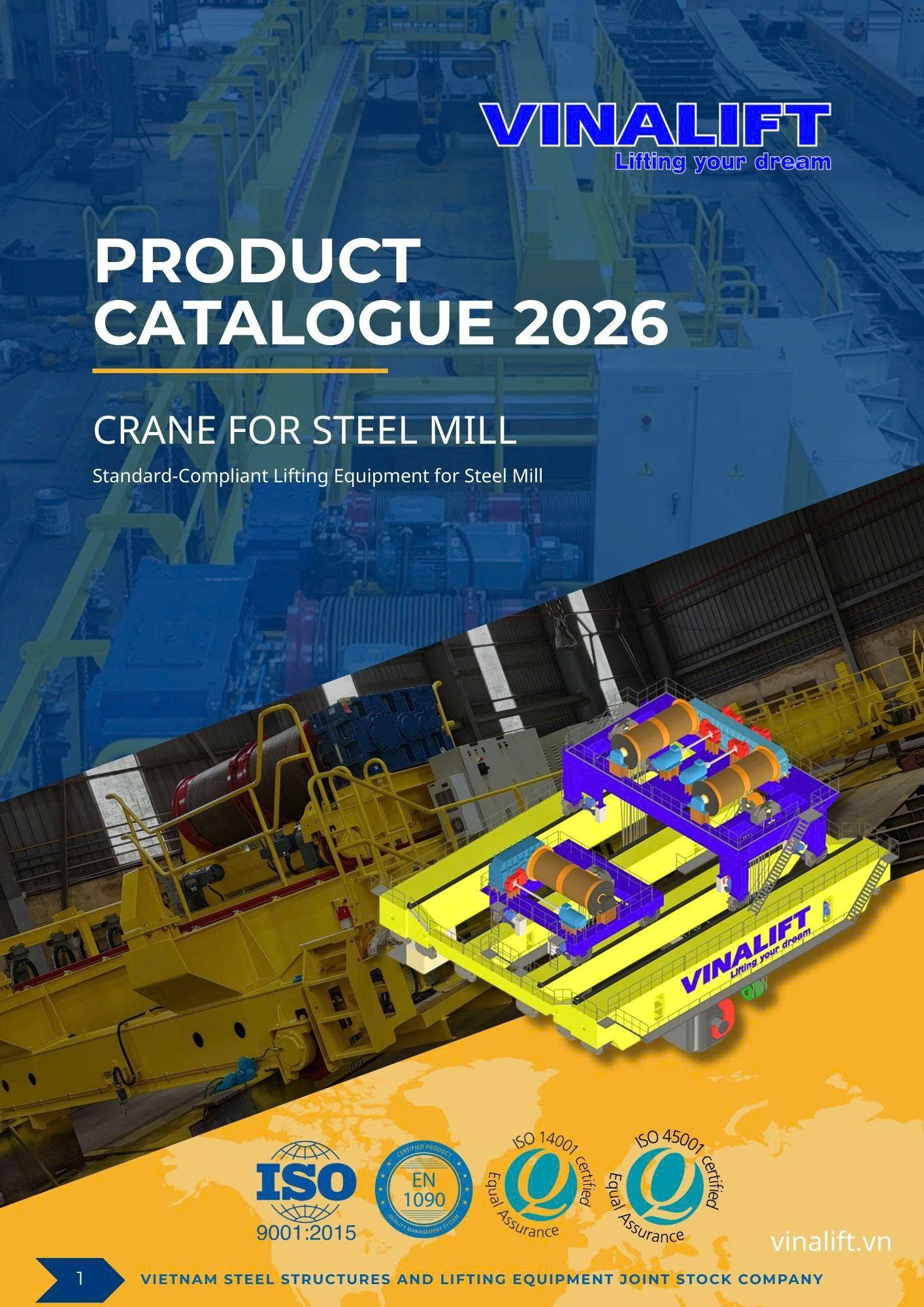 ảnh bìa catalouge cầu trục nhà máy thép VINALIFT 2026