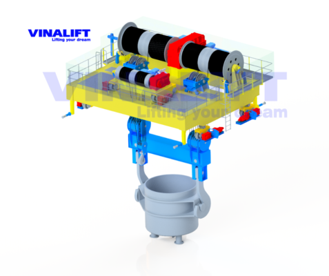Cấu hình cầu trục rót thép 150/40 tấn với hệ thống bảo vệ nhiệt đa lớp